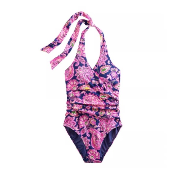🆕 Boden Levanzo Ruched Halter One Piece Swimsuit
Size 4R Navy, Paisley Terrace🆕 - Picture 2 of 10